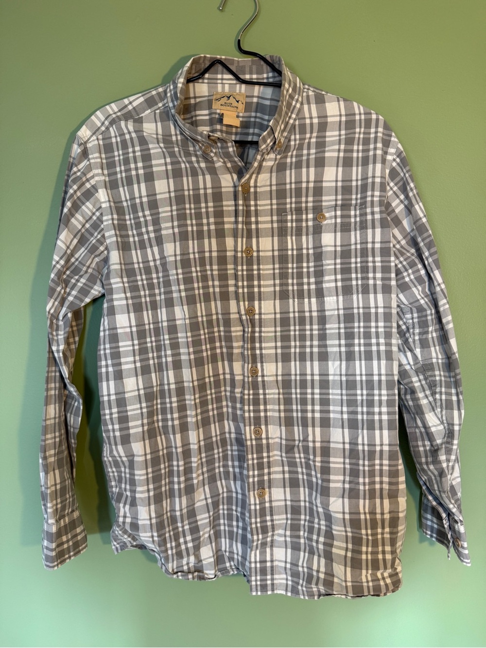 Blue Mountain Men's Gray Plaid Button-Down Shirt